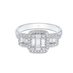 Chisholm Hunter 18ct White Gold 0.76ct Baguette And Round Brilliant Trilogy Diamond Cluster Ring -Chisholm Hunter 1 008 02 0822 d 1 1