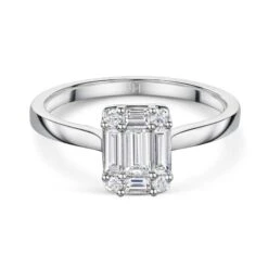 Chisholm Hunter 18ct White Gold Baguette And Round Cut 0.56ct Diamond Cluster Ring -Chisholm Hunter 1 008 02 0824 d1