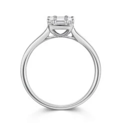 Chisholm Hunter 18ct White Gold Baguette And Round Cut 0.56ct Diamond Cluster Ring -Chisholm Hunter 1 008 02 0824 d2