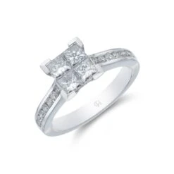 Chisholm Hunter Platinum Princess Cut 1.00ct Diamond Cluster Ring