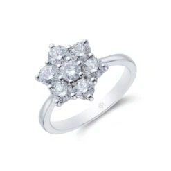 Chisholm Hunter Platinum Brilliant Cut 1.50ct Diamond Flower Cluster Ring