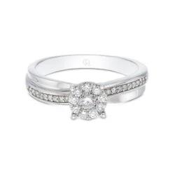 Chisholm Hunter 9ct White Gold Brilliant Cut 0.20ct Diamond Cluster Ring -Chisholm Hunter 1 008 04 0070 d 1