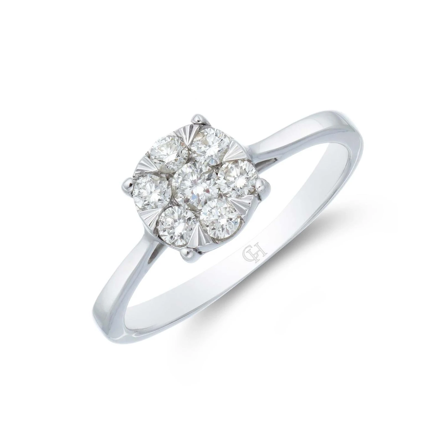 Chisholm Hunter 9ct White Gold Brilliant Cut 0.25ct Diamond Cluster Ring 3 Chisholm Hunter 9ct White Gold Brilliant Cut 0.25ct Diamond Cluster Ring