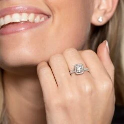 Chisholm Hunter 9ct White Gold Baguette And Brilliant Cut 0.60ct Diamond Cluster Ring -Chisholm Hunter 1 008 04 0196 om 1