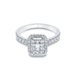 Chisholm Hunter 9ct White Gold Baguette And Brilliant Cut 0.60ct Diamond Cluster Ring -Chisholm Hunter 1 008 04 0196b