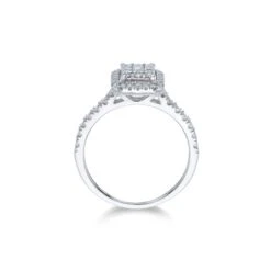 Chisholm Hunter 9ct White Gold Baguette And Brilliant Cut 0.60ct Diamond Cluster Ring -Chisholm Hunter 1 008 04 0196c