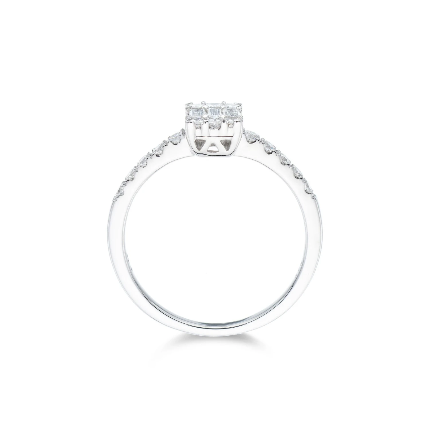 Chisholm Hunter 9ct White Gold Baguette And Brilliant Cut 0.50ct Diamond Cluster Ring 6 Chisholm Hunter 9ct White Gold Baguette And Brilliant Cut 0.50ct Diamond Cluster Ring - Image 4