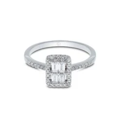 Chisholm Hunter 9ct White Gold Baguette 0.33ct Diamond Cluster Ring -Chisholm Hunter 1 008 04 0216 flat