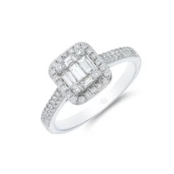 Chisholm Hunter 9ct White Gold 0.51ct Baguette And Round Brilliant Double Row Diamond Cluster Ring