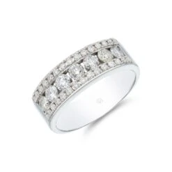 Chisholm Hunter 9ct White Gold Round Brilliant Diamond 1.00ct 3 Row Cluster Ring