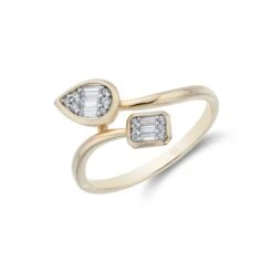 Chisholm Hunter 9ct Yellow Gold Baguette And Brilliant Cut Diamond 0.17ct Fancy Cluster Ring