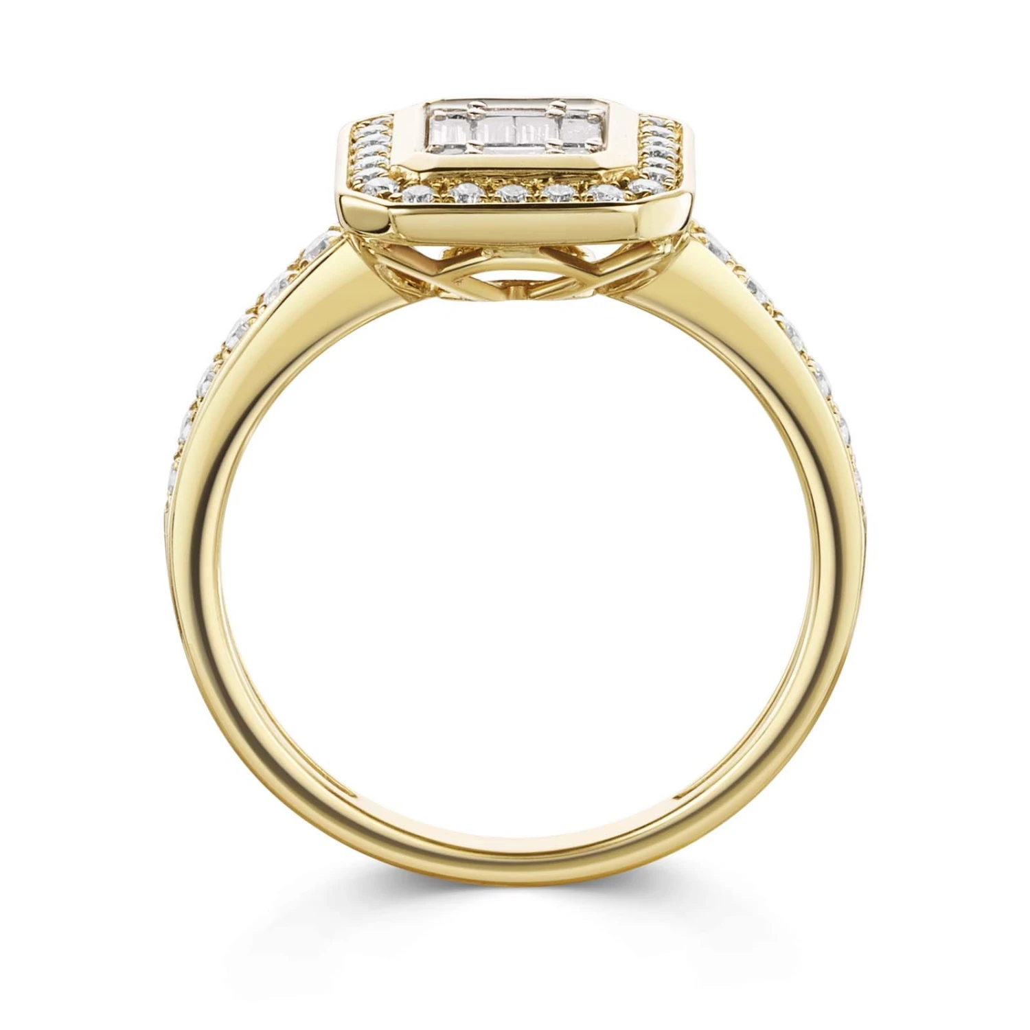 Chisholm Hunter 9ct Yellow Gold Round Brilliant And Baguette Cut 0.60ct Diamond Cluster Ring 5 Chisholm Hunter 9ct Yellow Gold Round Brilliant And Baguette Cut 0.60ct Diamond Cluster Ring - Image 3
