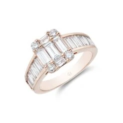 Chisholm Hunter 18ct Rose Gold Baguette Cut 1.75ct Diamond Cluster Ring