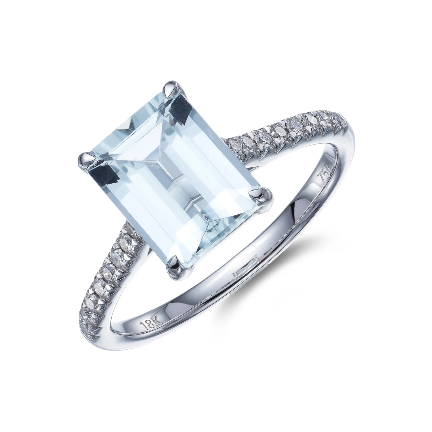 Chisholm Hunter 18ct White Gold 0.14ct Diamond And 2.00ct Aquamarine Solitaire 3 Chisholm Hunter 18ct White Gold 0.14ct Diamond And 2.00ct Aquamarine Solitaire