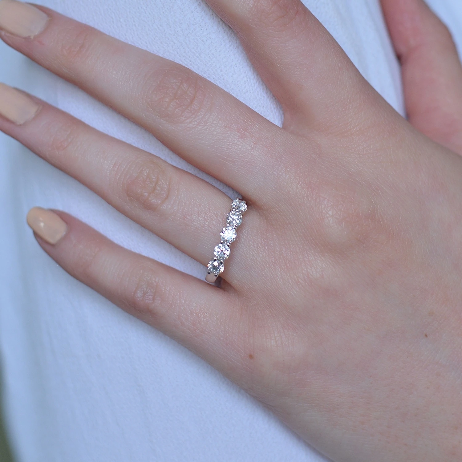 Chisholm Hunter Platinum Brilliant Cut 5 Stone 1.15ct Diamond Eternity Ring 4 Chisholm Hunter Platinum Brilliant Cut 5 Stone 1.15ct Diamond Eternity Ring - Image 2