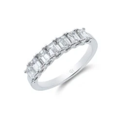 Chisholm Hunter Platinum Emerald Cut 7 Stone 1.40ct Diamond Eternity Ring
