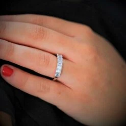 Chisholm Hunter Platinum Emerald Cut 7 Stone 1.40ct Diamond Eternity Ring -Chisholm Hunter 1 009 03 0378 lifestyle