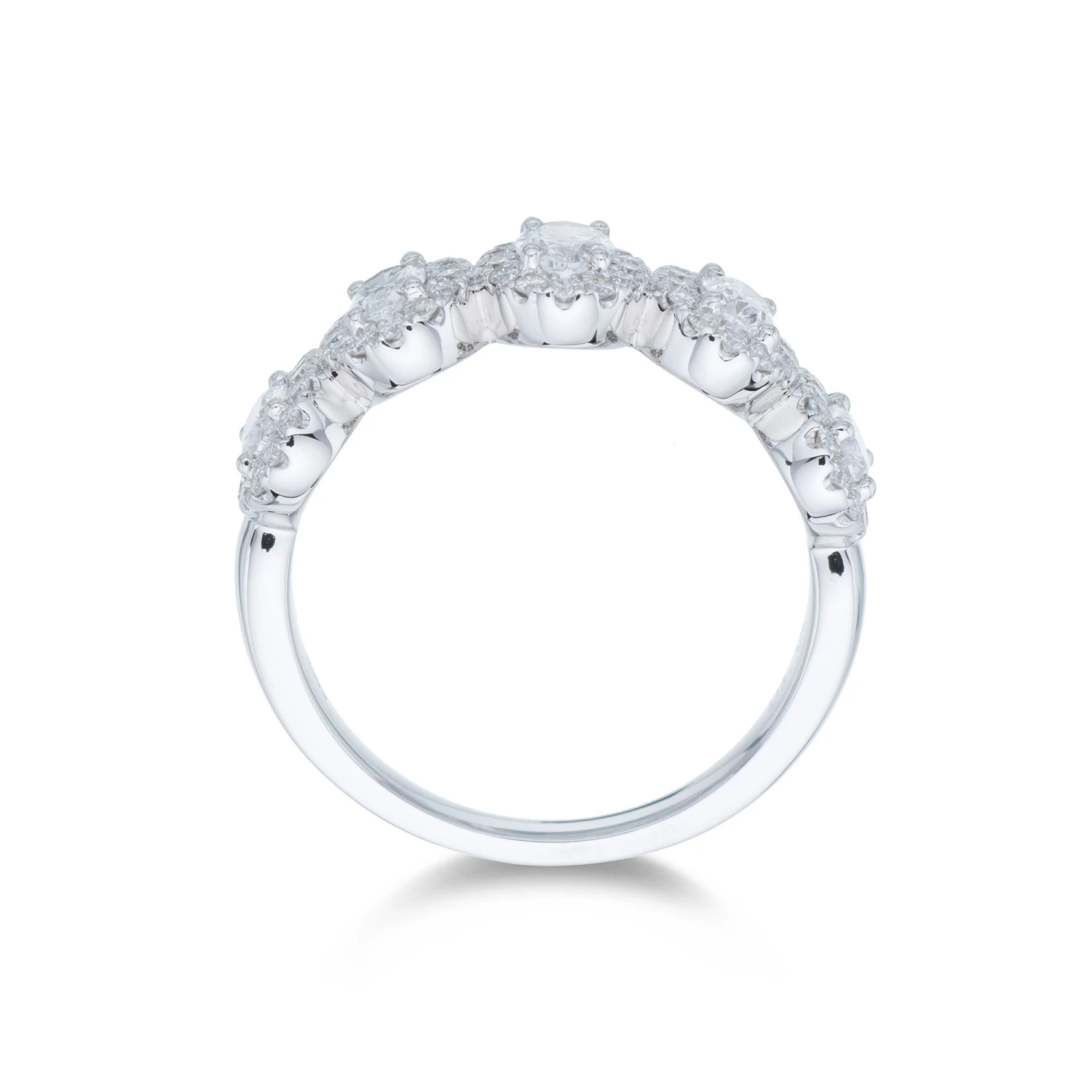 Chisholm Hunter 18ct White Gold Brilliant And Oval Cut 1.10ct Diamond Halo Fancy Band 5 Chisholm Hunter 18ct White Gold Brilliant And Oval Cut 1.10ct Diamond Halo Fancy Band - Image 3