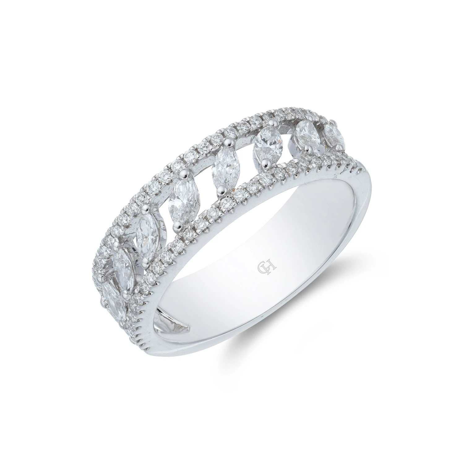 Chisholm Hunter 18ct White Gold Brilliant And Marquise Cut 0.69ct Diamond Fancy Band 3 Chisholm Hunter 18ct White Gold Brilliant And Marquise Cut 0.69ct Diamond Fancy Band