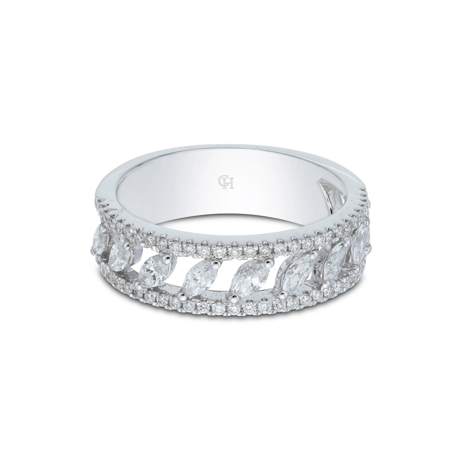 Chisholm Hunter 18ct White Gold Brilliant And Marquise Cut 0.69ct Diamond Fancy Band 5 Chisholm Hunter 18ct White Gold Brilliant And Marquise Cut 0.69ct Diamond Fancy Band - Image 3