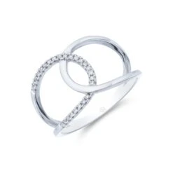 Chisholm Hunter 9ct White Gold Brilliant Cut Diamond 0.08ct Interlocking Fancy Band Ring