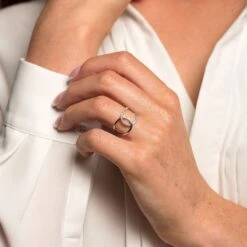 Chisholm Hunter 9ct White Gold Brilliant Cut Diamond 0.08ct Interlocking Fancy Band Ring -Chisholm Hunter 1 010 04 0240 b