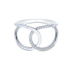 Chisholm Hunter 9ct White Gold Brilliant Cut Diamond 0.08ct Interlocking Fancy Band Ring -Chisholm Hunter 1 010 04 0240b