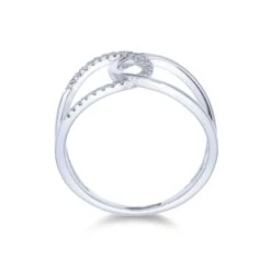 Chisholm Hunter 9ct White Gold Brilliant Cut Diamond 0.08ct Interlocking Fancy Band Ring -Chisholm Hunter 1 010 04 0240c