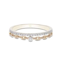 Chisholm Hunter 9ct Yellow Gold Brilliant Cut Diamond 0.10ct Double Row Link Fancy Band 8 Chisholm Hunter 9ct Yellow Gold Brilliant Cut Diamond 0.10ct Double Row Link Fancy Band -Chisholm Hunter 1 010 05 0040b rub over setting looks chipped