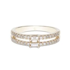 Chisholm Hunter 9ct Yellow Gold Brilliant And Baguette Cut Diamond 0.31ct Two Row Ring -Chisholm Hunter 1 010 05 0048b