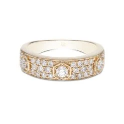Chisholm Hunter 9ct Yellow Gold Brilliant Cut Pave Diamond 0.72ct Fancy Band Ring -Chisholm Hunter 1 010 05 0049b