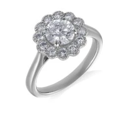 Chisholm Hunter Platinum Brilliant Cut 1.00ct Diamond Vintage Halo Ring