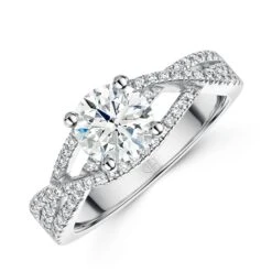 Chisholm Hunter Platinum Round Brilliant 1.25ct Diamond Cross Over Solitaire Ring
