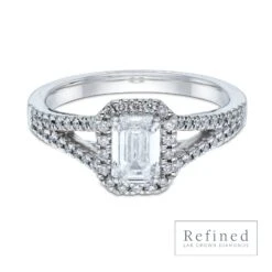 Chisholm Hunter Platinum Emerald Cut 0.95ct Lab Grown Diamond Halo Ring -Chisholm Hunter 1 031 04 0005 d 1
