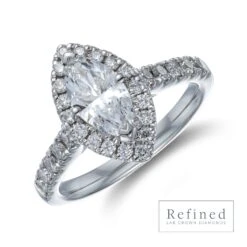 Chisholm Hunter Platinum Marquise Cut 0.95ct Lab Grown Diamond Halo Ring