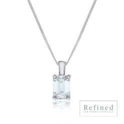 Chisholm Hunter 18ct White Gold Emerald Cut 1.00ct Lab Grown Diamond Pendant