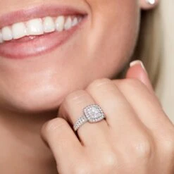 Chisholm Hunter 18ct White Gold 1.00ct Diamond Cluster Shoulders Ring -Chisholm Hunter 11 135 02 0142 om 1 1