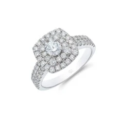 Chisholm Hunter 18ct White Gold 1.00ct Diamond Cluster Shoulders Ring