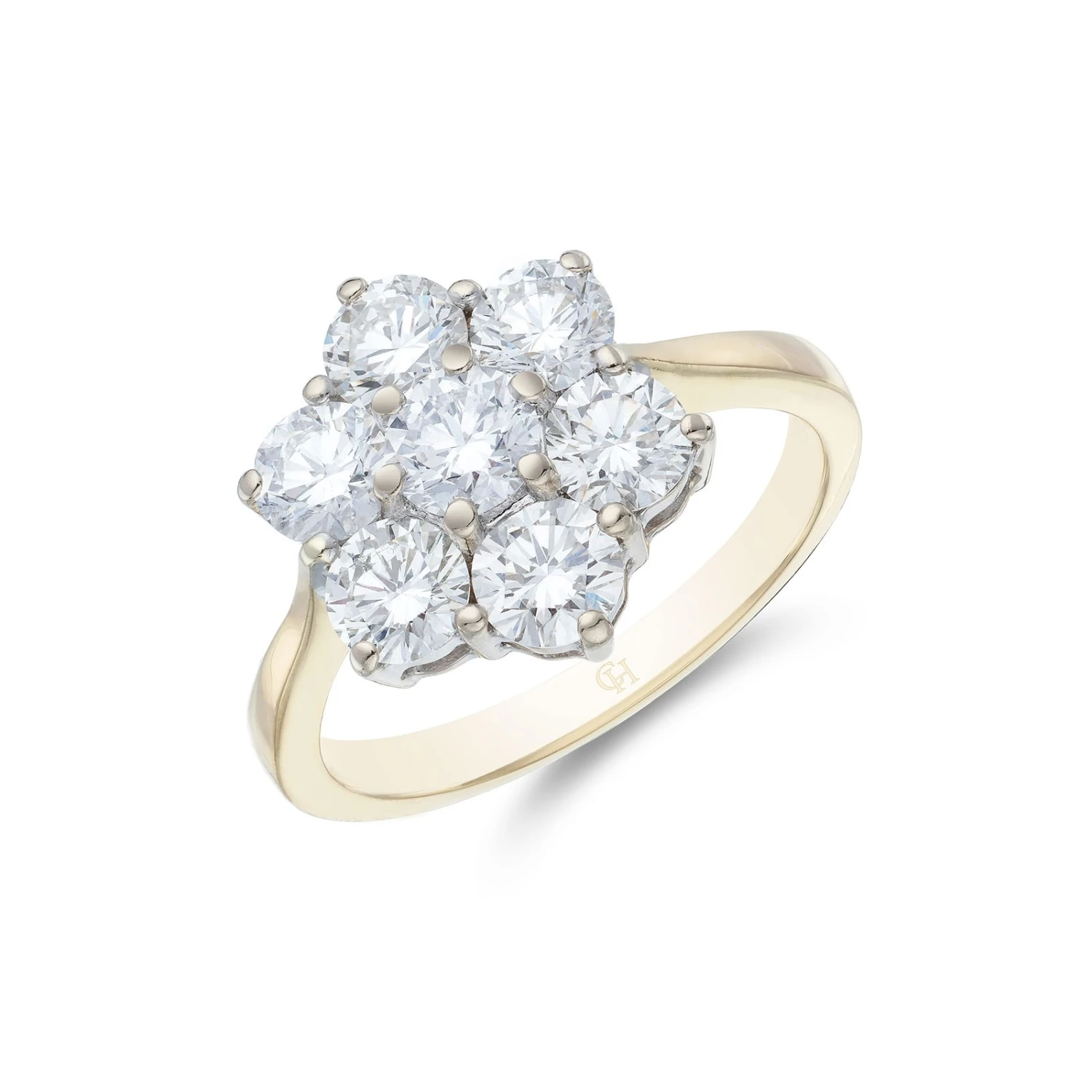 Chisholm Hunter 18ct Yellow Gold 2.00ct Round Brilliant Flower Cluster Diamond Ring 3 Chisholm Hunter 18ct Yellow Gold 2.00ct Round Brilliant Flower Cluster Diamond Ring