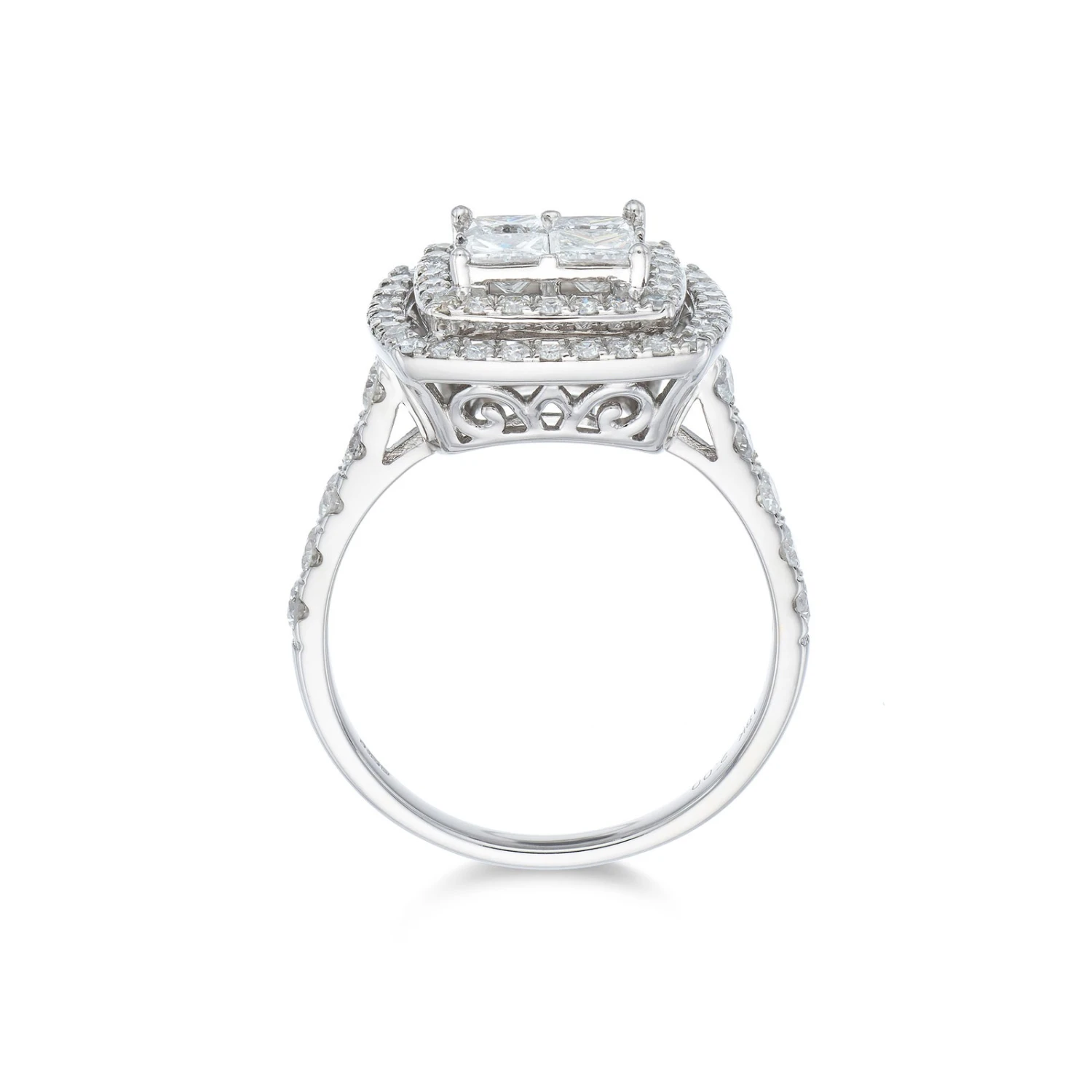 Chisholm Hunter Pre-Owned 18ct White Gold Princess & Brilliant Cut 2.00ct Diamond Tile Cluster 5 Chisholm Hunter Pre-Owned 18ct White Gold Princess & Brilliant Cut 2.00ct Diamond Tile Cluster - Image 3