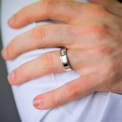 Chisholm Hunter 9ct White Gold Diamond Set 3 Stone 0.10ct 5mm Wedding Band -Chisholm Hunter 12 105 03 0022 lifestyle