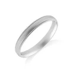 Chisholm Hunter 9ct White Gold - Beaded Edge - 3mm - Wedding Ring