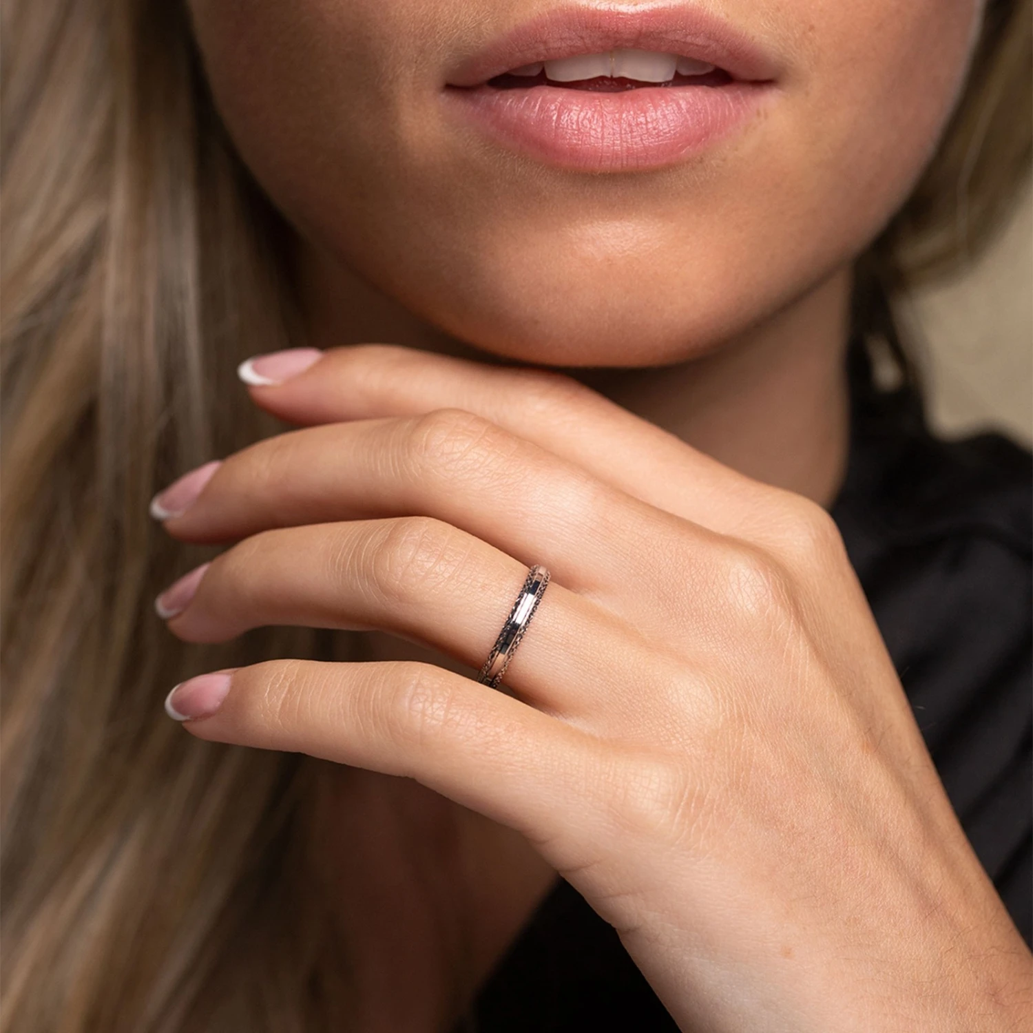 Chisholm Hunter 9ct White Gold 2.8mm Edged Sparkle Cut Wedding Band 4 Chisholm Hunter 9ct White Gold 2.8mm Edged Sparkle Cut Wedding Band - Image 2