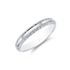 Chisholm Hunter 9ct White Gold 2.8mm Edged Sparkle Cut Wedding Band