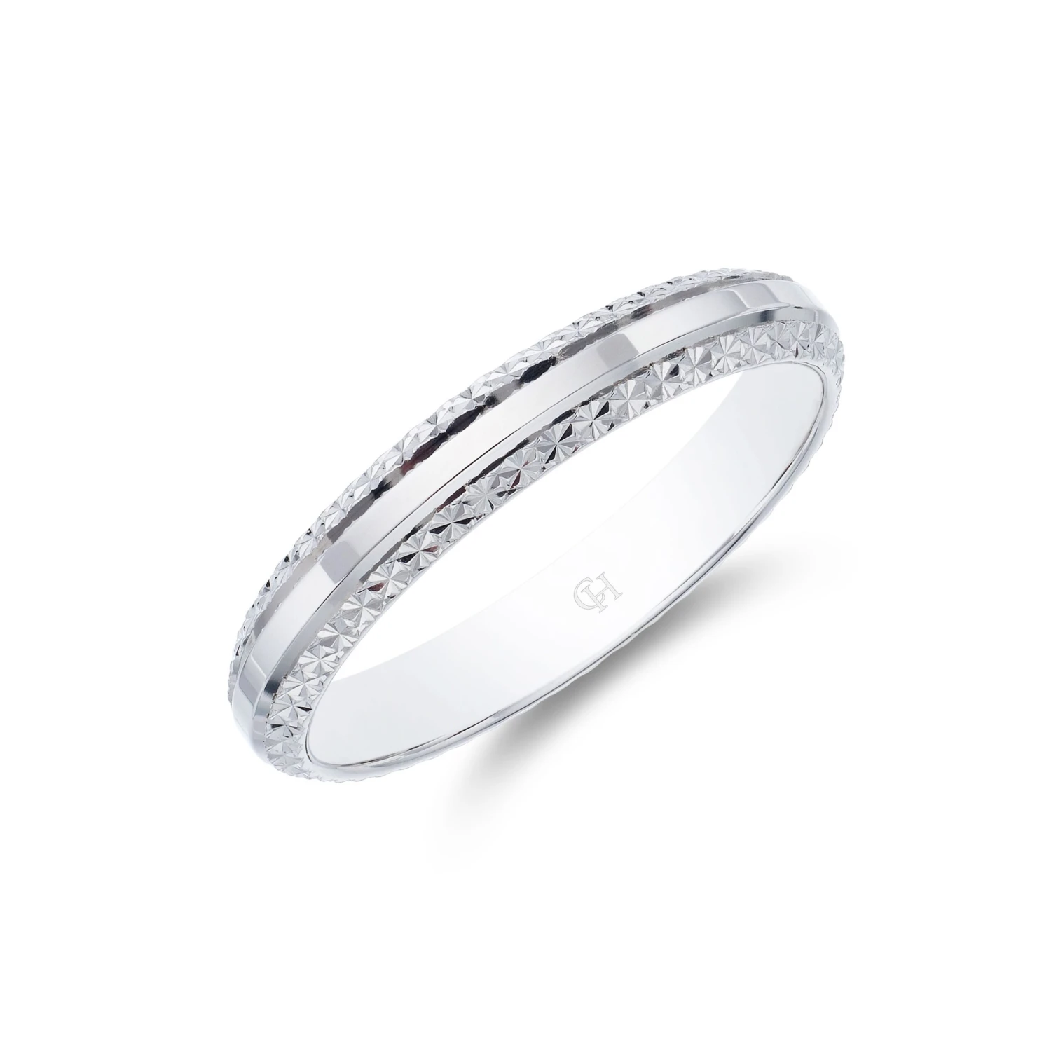 Chisholm Hunter 9ct White Gold 2.8mm Edged Sparkle Cut Wedding Band 3 Chisholm Hunter 9ct White Gold 2.8mm Edged Sparkle Cut Wedding Band