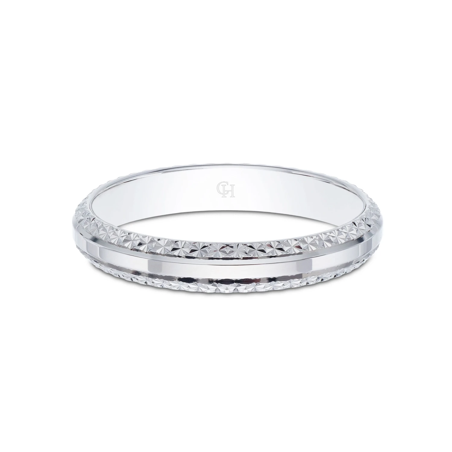 Chisholm Hunter 9ct White Gold 2.8mm Edged Sparkle Cut Wedding Band 5 Chisholm Hunter 9ct White Gold 2.8mm Edged Sparkle Cut Wedding Band - Image 3