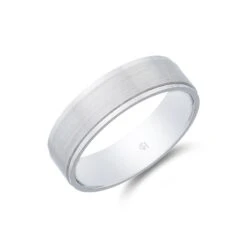 Chisholm Hunter Platinum Matte Patterned Finish And Polished Edge 6mm Wedding Band