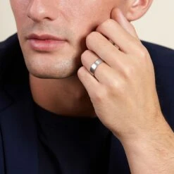 Chisholm Hunter Platinum Matte Patterned Finish And Polished Edge 6mm Wedding Band -Chisholm Hunter 12 107 02 0034 ls