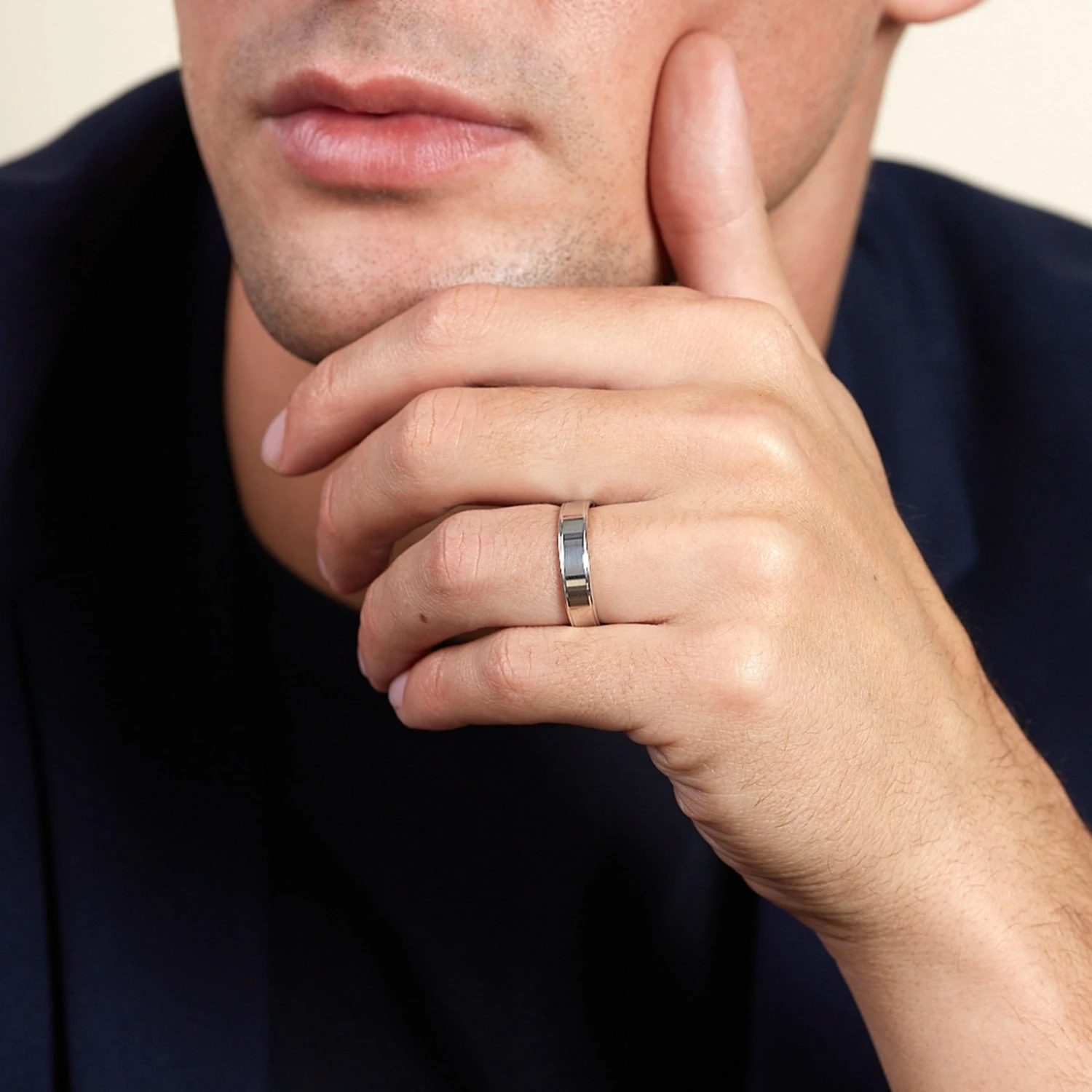 Chisholm Hunter Platinum Patterned Polished Finish Wedding Band 5mm 6 Chisholm Hunter Platinum Patterned Polished Finish Wedding Band 5mm - Image 4