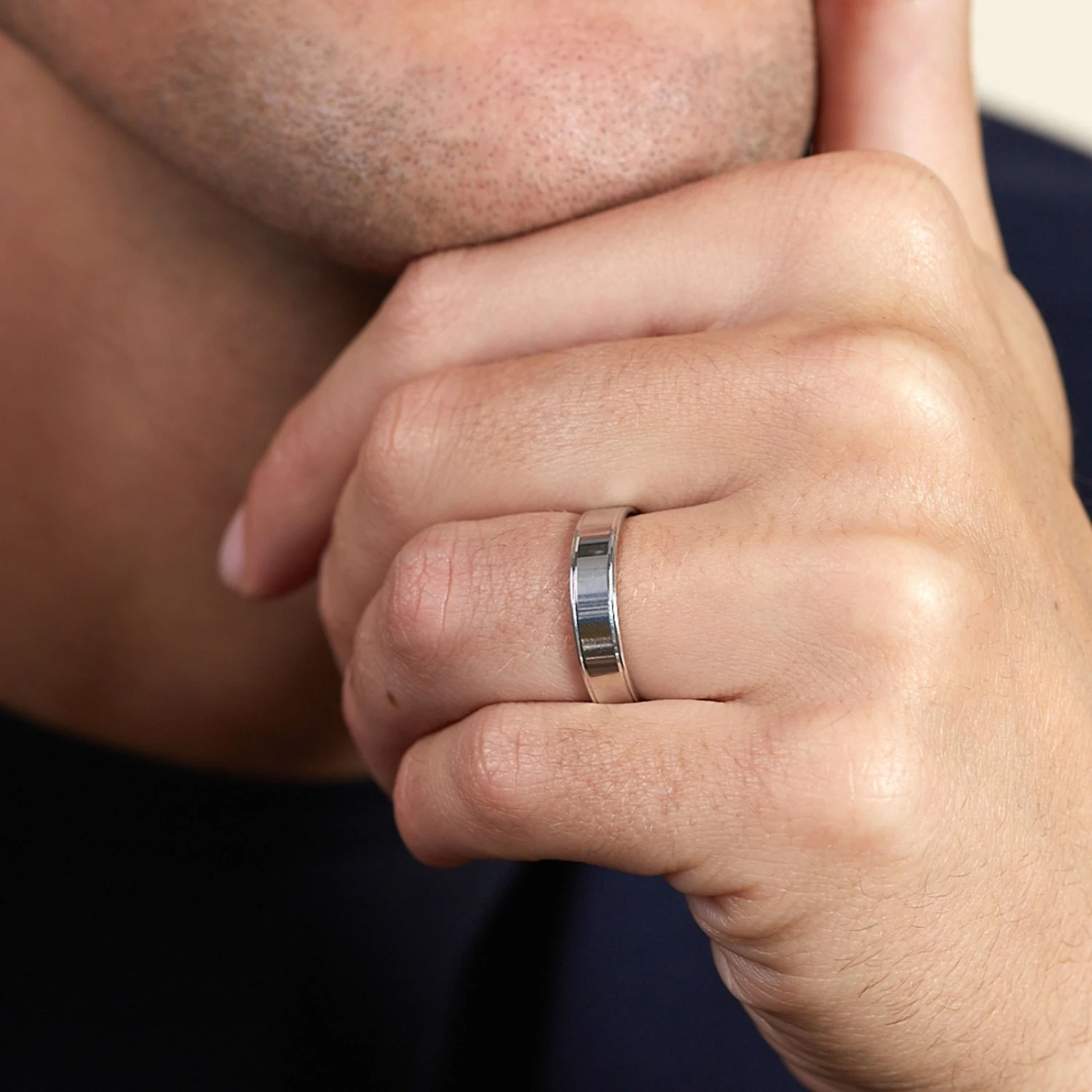 Chisholm Hunter Platinum Patterned Polished Finish Wedding Band 5mm 4 Chisholm Hunter Platinum Patterned Polished Finish Wedding Band 5mm - Image 2